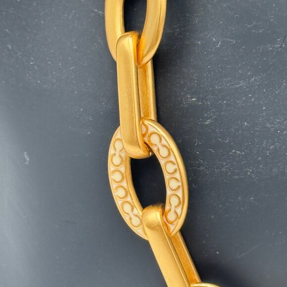 Coach Chunky Chain Satin finish and Monogram links 18” bright woman’s necklace - Picture 5 of 10